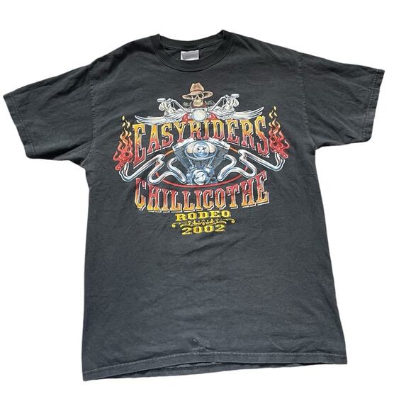 Hanes EasyRiders Mens/Teen Biker Tee 2002 Size Medium Rodeo Y2K Vintage - Picture 2 of 5